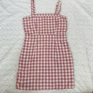 red gingham print dress